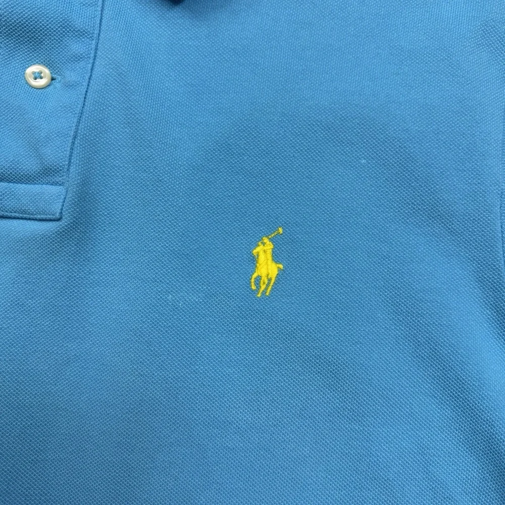 Ralph Lauren Polo Shirt Mens Large Sky Blue Classic Fit Yellow Pony Short Sleeve
